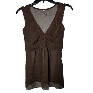 Heart Soul Womens Lace Babydoll Tank Top Size Medium Y2K Boho Neutral Summer